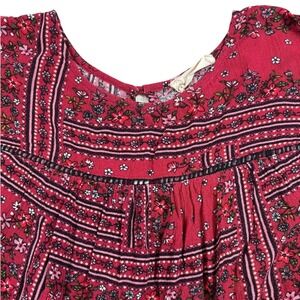 Altard State Womens Red Floral Bandana Print Eyelet Peasant Blouse Large AN10410